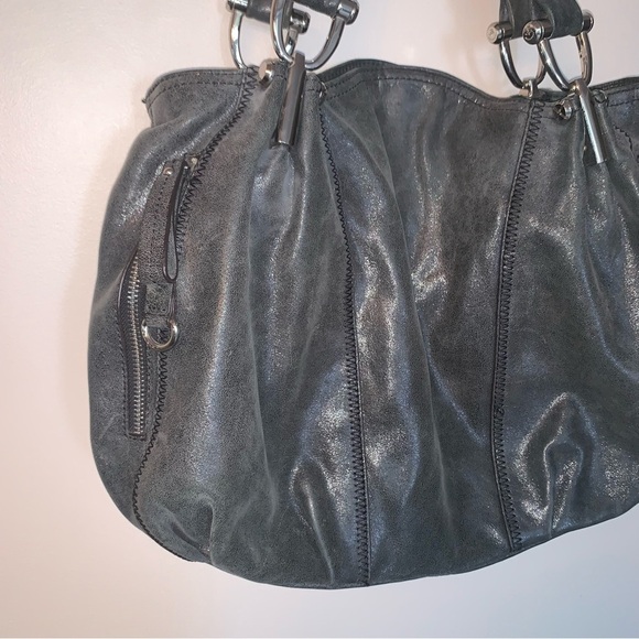 B. Makowsky Dark Gray Leather Shoulder Bag - Picture 7 of 14